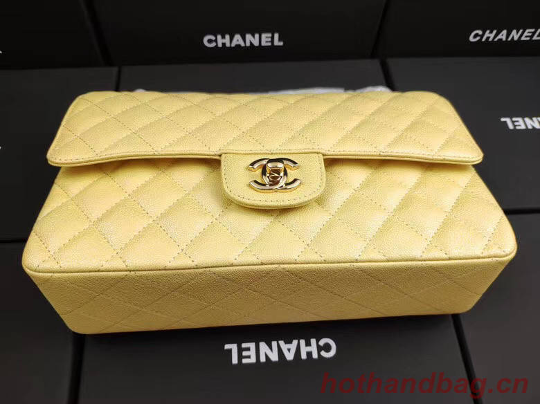 chanel flap bag Iridescent Grained Calfskin&Gold-Tone AS1112 yellow