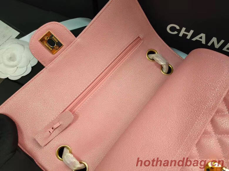 chanel flap bag Iridescent Grained Calfskin&Gold-Tone AS1112 pink