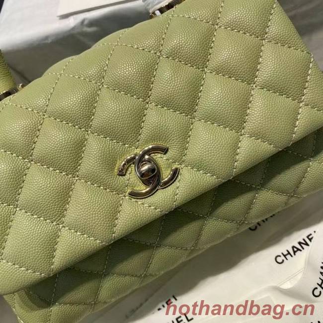 Chanel coco mini flap bag with top handle A92995 Avocado Green