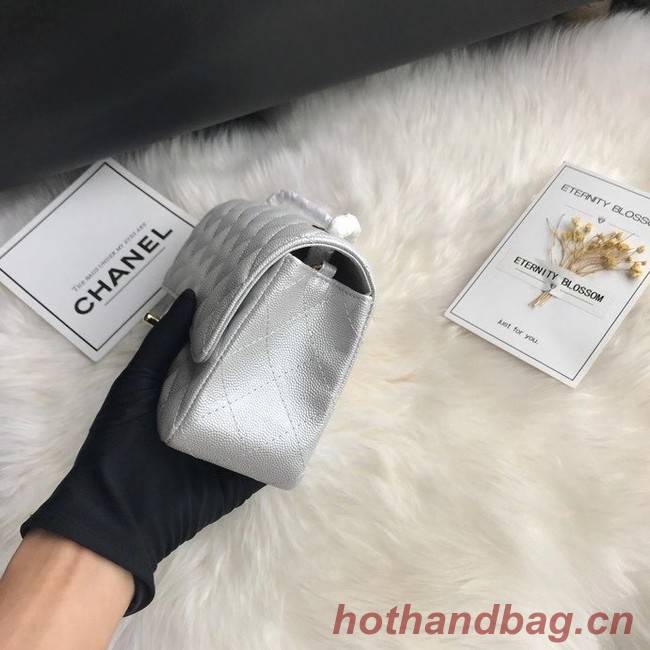 Chanel mini flap bag Grained Calfskin A1116 silver