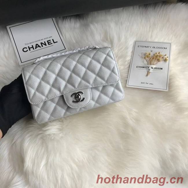 Chanel mini flap bag Grained Calfskin A1116 silver