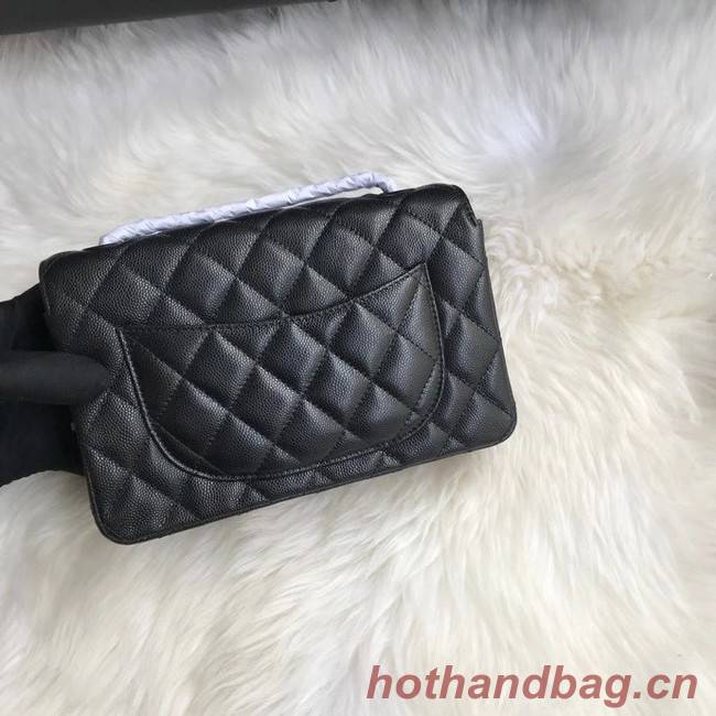 Chanel mini flap bag Grained Calfskin &black-Tone Metal A1116 black 