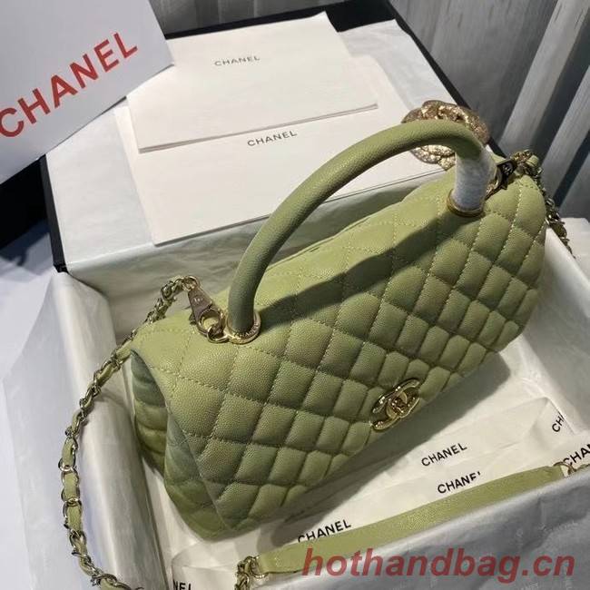 Chanel coco flap bag with top handle A92991 Avocado Green