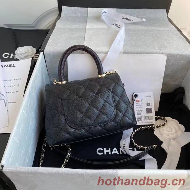 Chanel coco mini flap bag with top handle AS2215 black