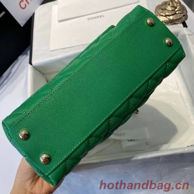 Chanel flap bag with top handle A92990 green