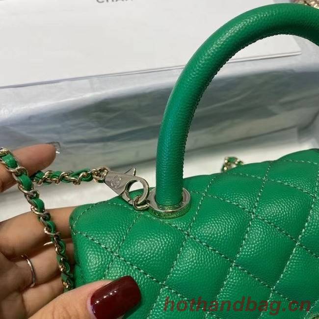 Chanel flap bag with top handle A92990 green