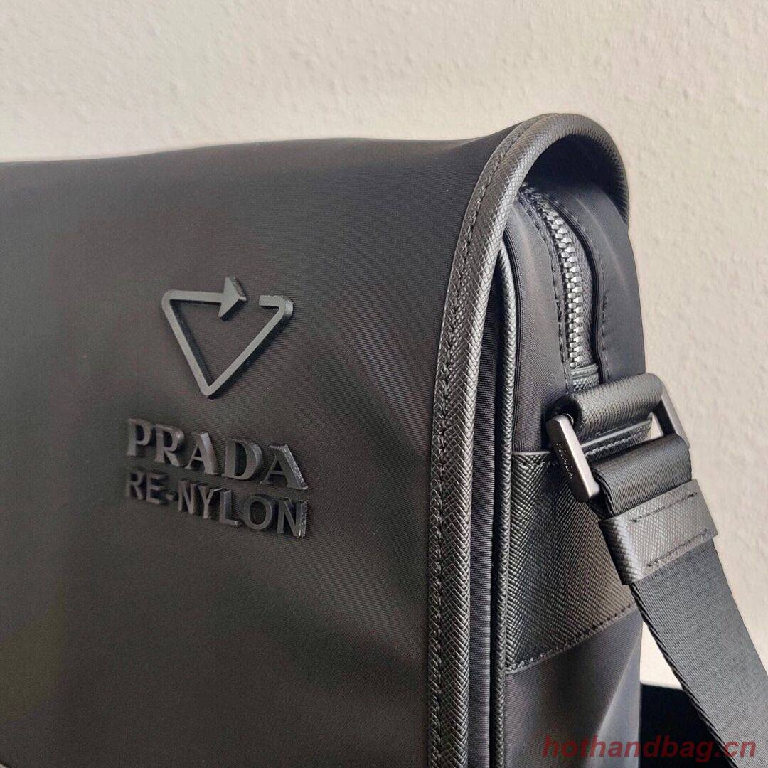 Prada Re-Nylon and Saffiano leather shoulder bag 2VD039 black