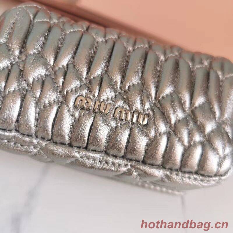 miu miu Matelasse Nappa Leather mini Shoulder Bag 5TT124 Silver