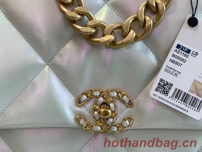 chanel 19 large flap bag Iridescent Calfskin&Gold-Tone AS1162 