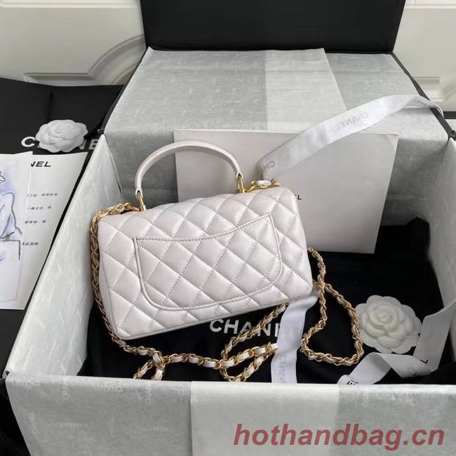 Chanel mini flap bag with top handle AS2431 White