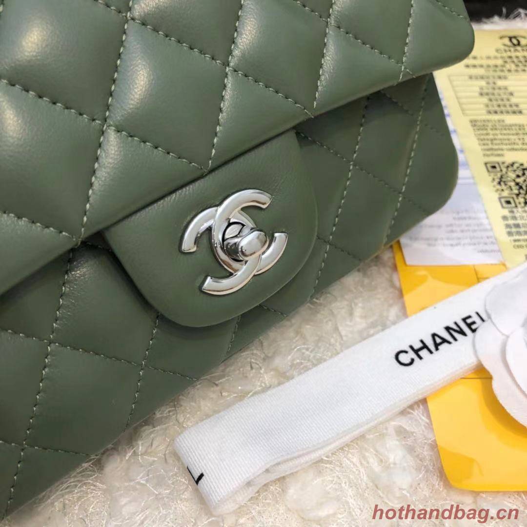 CHANEL Classic Handbag Lambskin  A1116 green