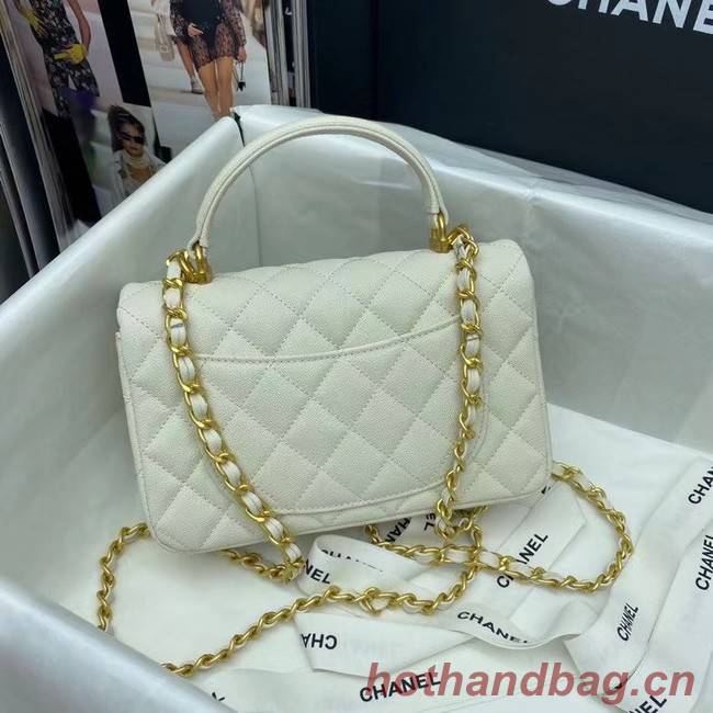 CHANEL mini flap bag with top handle AS2431 White