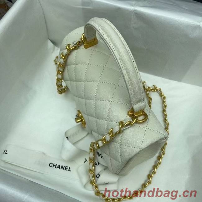 CHANEL mini flap bag with top handle AS2431 White