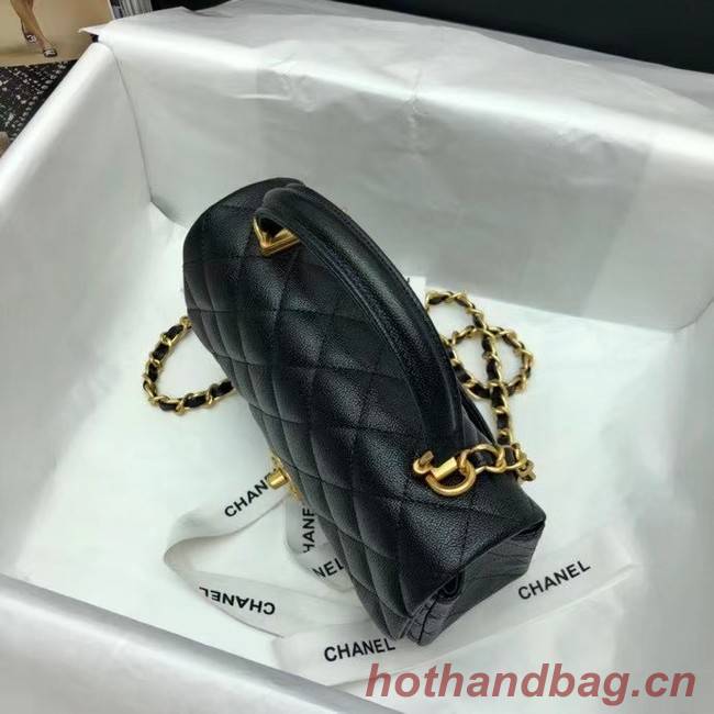 CHANEL mini flap bag with top handle AS2431 black