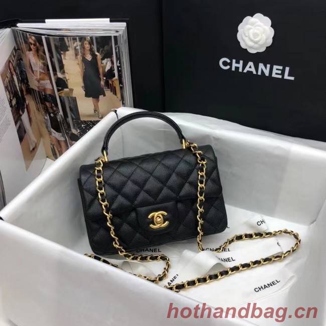 CHANEL mini flap bag with top handle AS2431 black