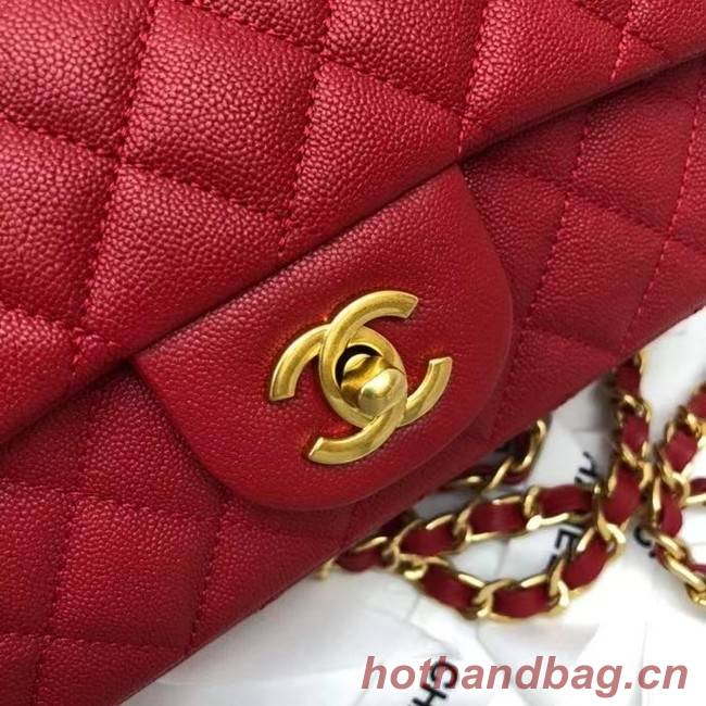CHANEL mini flap bag with top handle AS2431 red