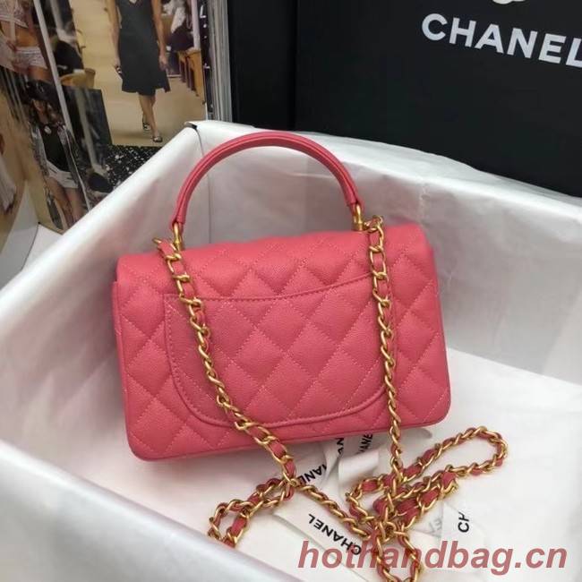 CHANEL mini flap bag with top handle AS2431 rose 