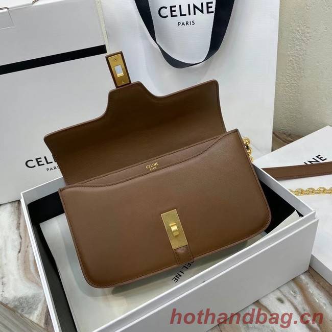 Celine TRIOMPHE SHOULDER BAG IN SHINY CALFSKIN 194023 brown