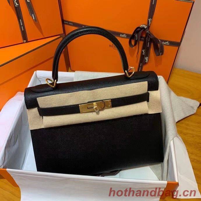 Hermes Kelly 28cm Shoulder Bags Epsom Leather KL28 Black