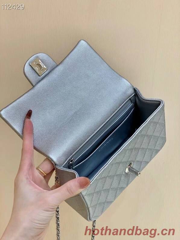 CHANEL mini flap bag with top handle AS2431 Silver