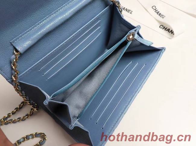 Chanel mini flap bag Grained Calfskin A84512 sky blue