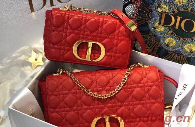 Dior SMALL DIOR CARO BAG red Soft Cannage Calfskin M9241