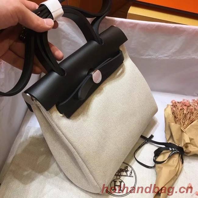 Hermes mini Herbag Original Canvas Leather & Calfskin 45987 Offwhite&Black