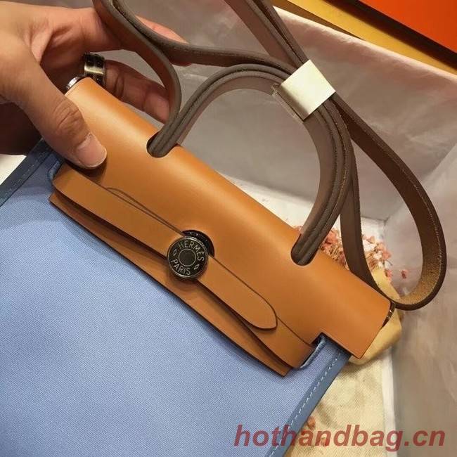 Hermes mini Herbag Original Canvas Leather & Calfskin 45987 blue&brown