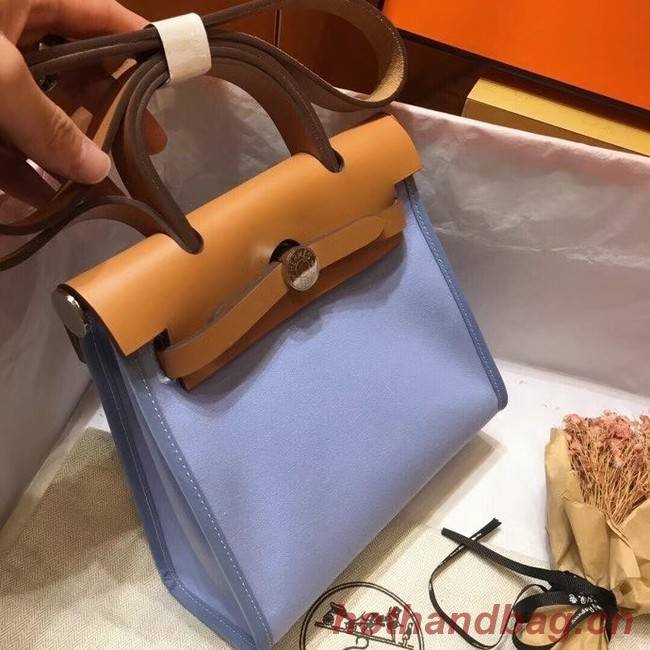 Hermes mini Herbag Original Canvas Leather & Calfskin 45987 blue&brown