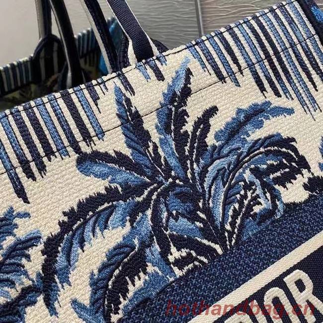 DIOR BOOK TOTE Blue Dior Palms Embroidery M1286