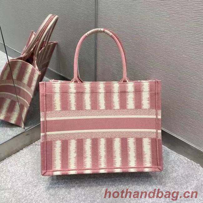 DIOR BOOK TOTE Pink D-Stripes Embroidery M1287