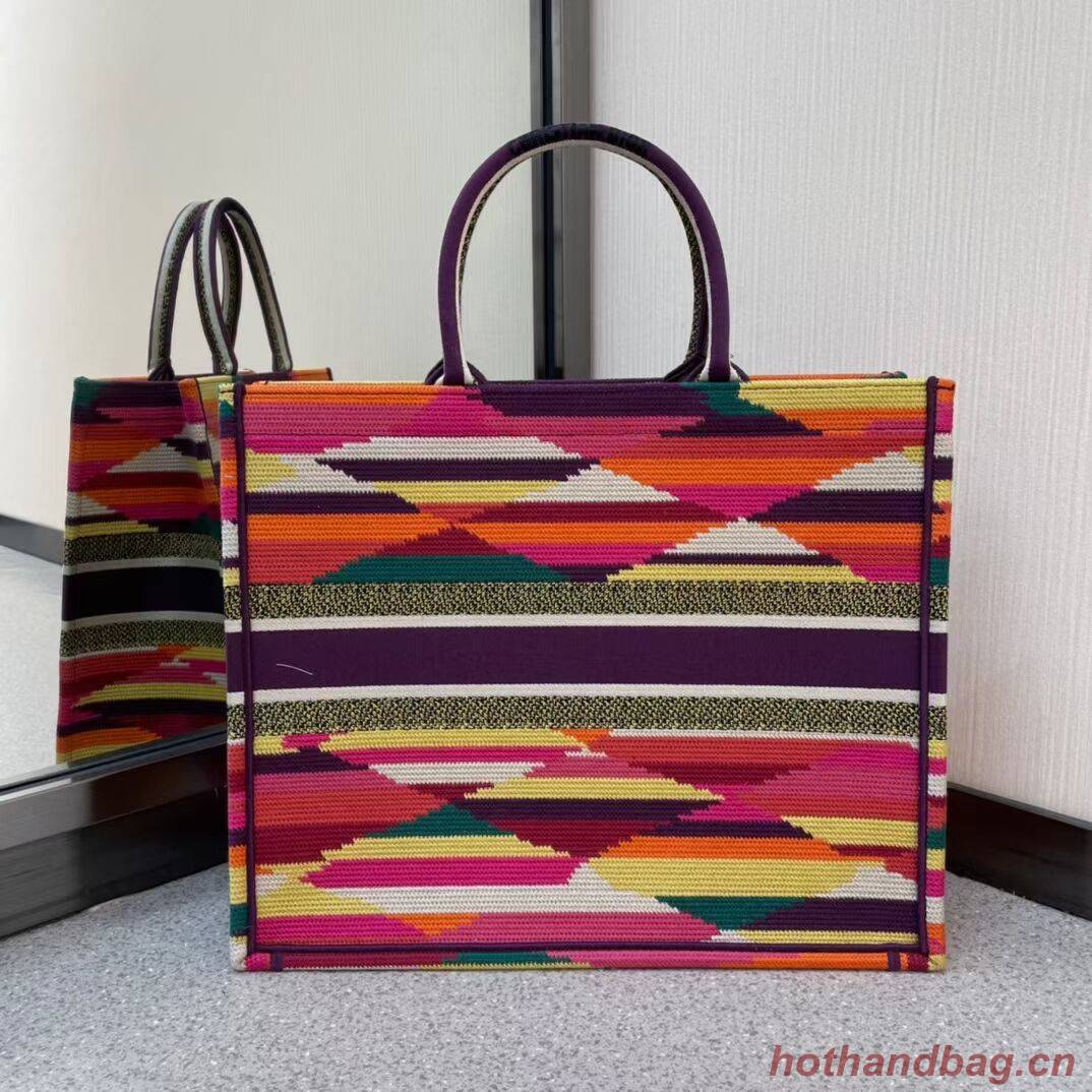 DIOR BOOK TOTE Multicolor D-Stripes Embroidery M1286Z