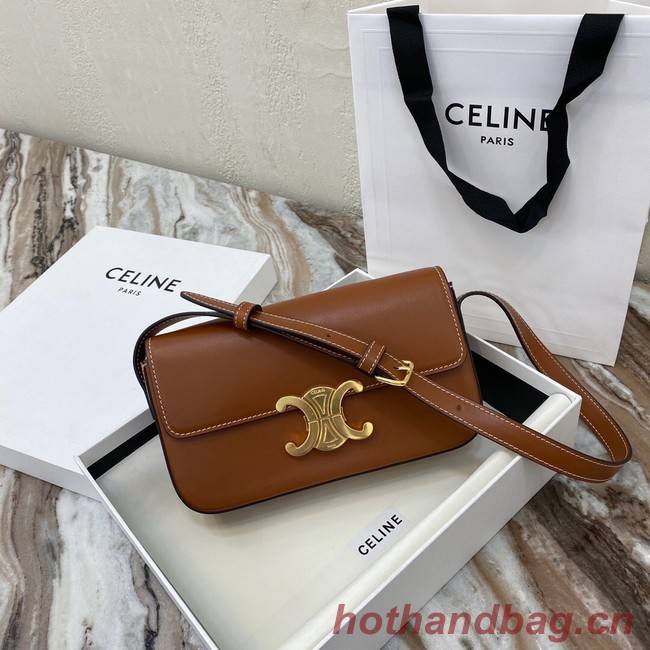 Celine TRIOMPHE SHOULDER BAG IN NATURAL CALFSKIN 194143 TAN