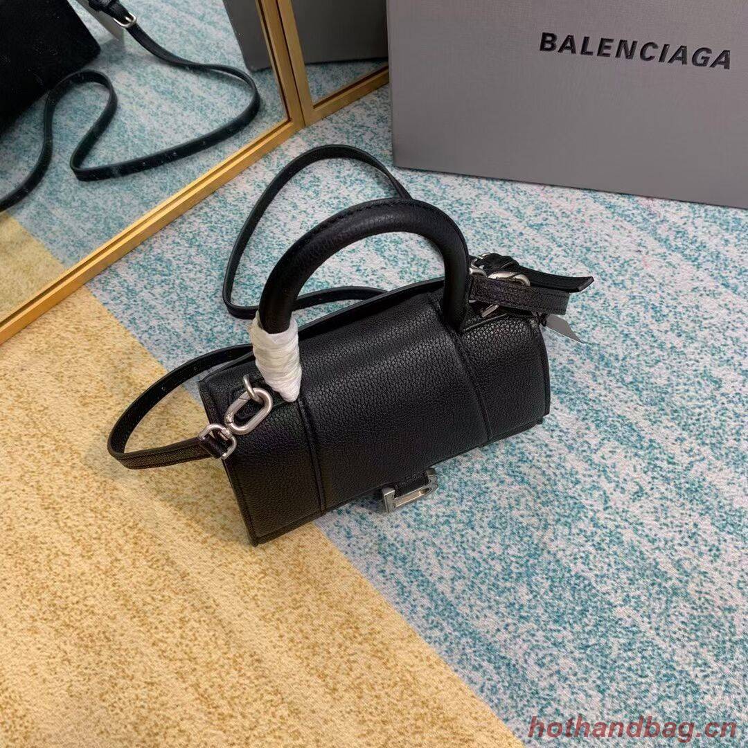 Balenciaga HOURGLASS XS TOP HANDLE BAG Grained calsfkin B108896 black