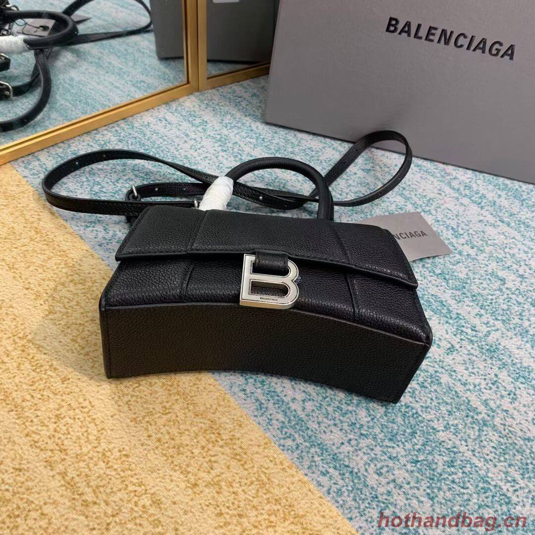 Balenciaga HOURGLASS XS TOP HANDLE BAG Grained calsfkin B108896 black