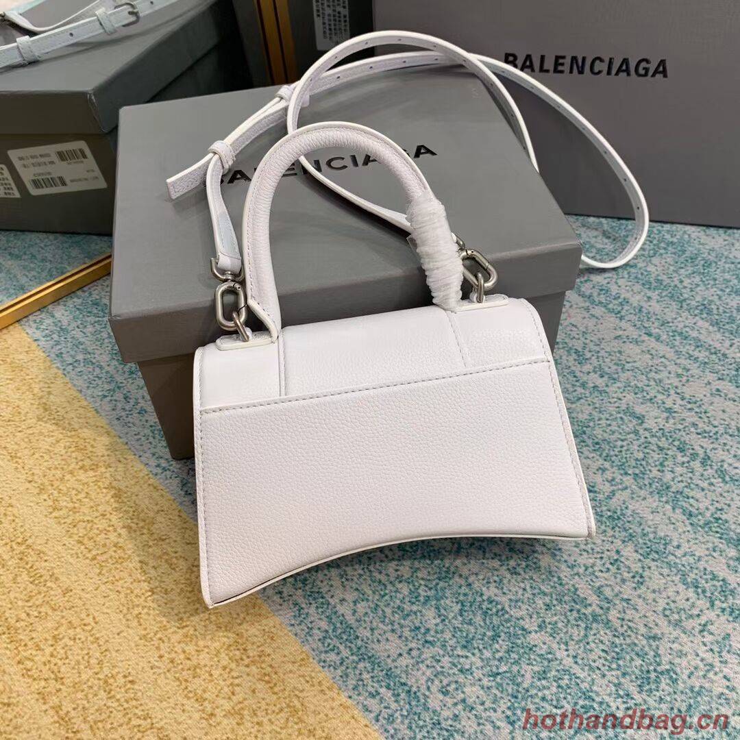 Balenciaga HOURGLASS XS TOP HANDLE BAG Grained calsfkin B108896 white