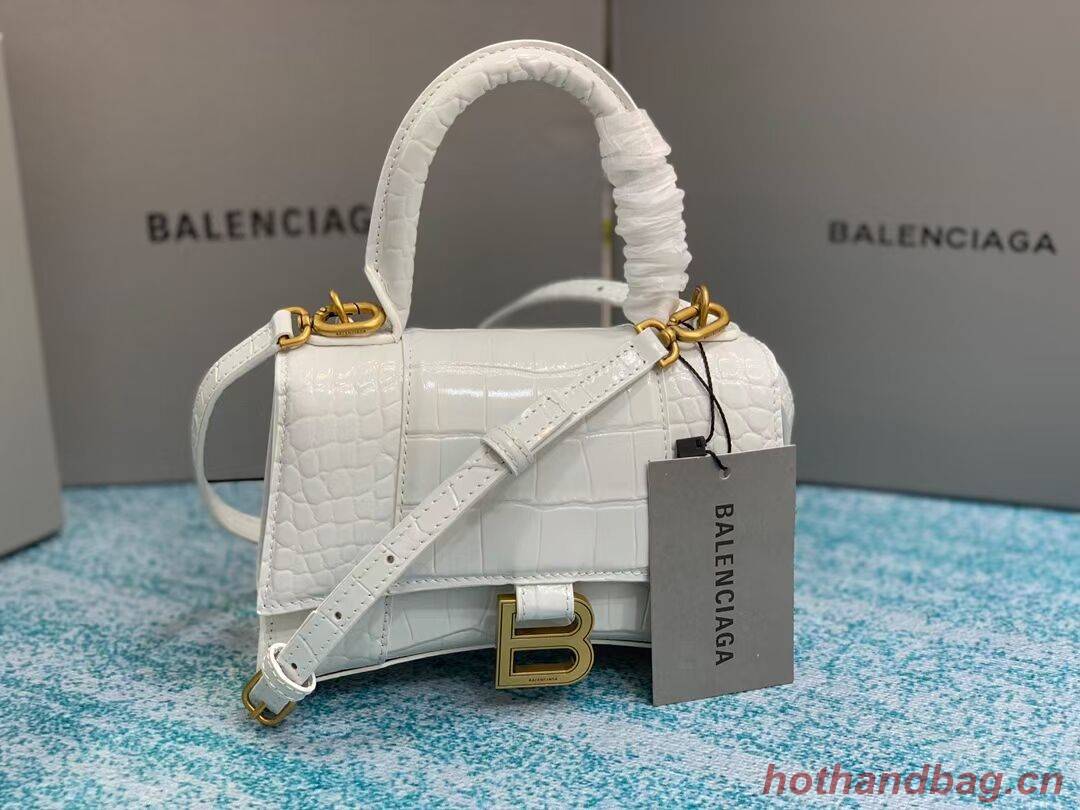 Balenciaga Hourglass XS Top Handle Bag 28331S white