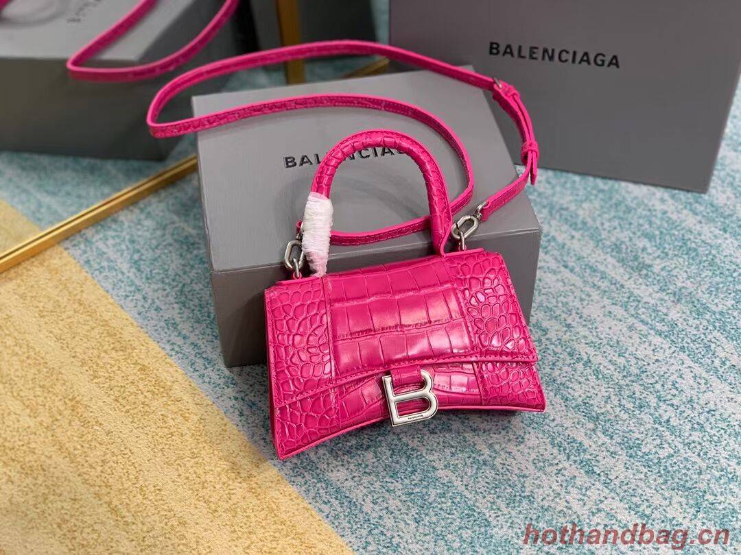 Balenciaga Hourglass XS Top Handle Bag 28331S neon pink