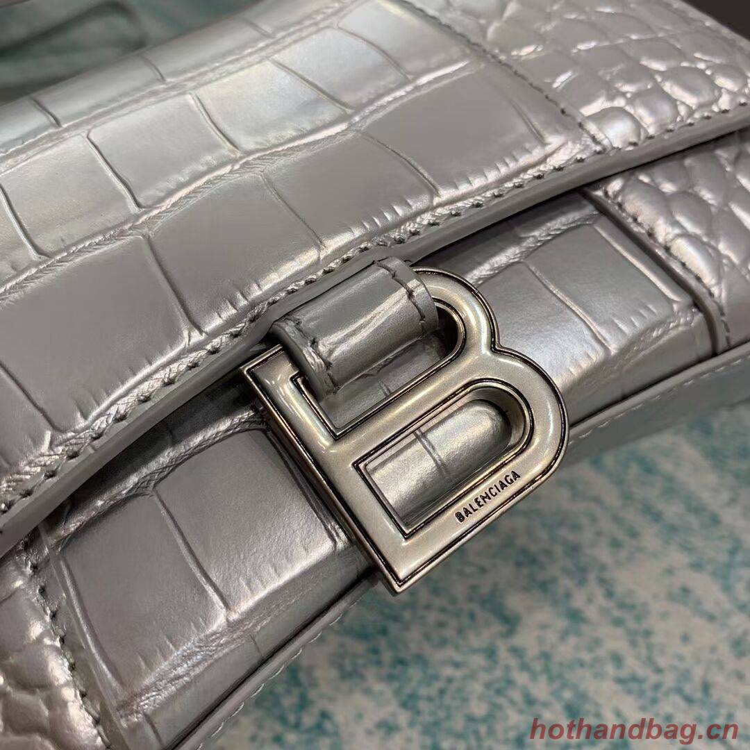 Balenciaga Hourglass XS Top Handle Bag 28331S silver