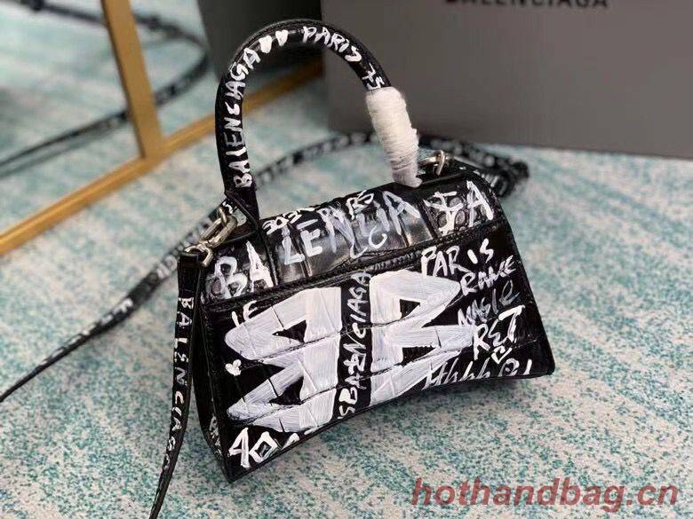 Balenciaga Hourglass XS Top Handle Bag 28331S Black & White