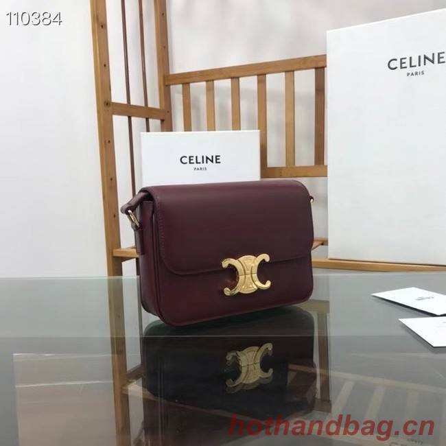 Celine TEEN TRIOMPHE BAG IN SHINY CALFSKIN MINERAL 188423 Burgundy