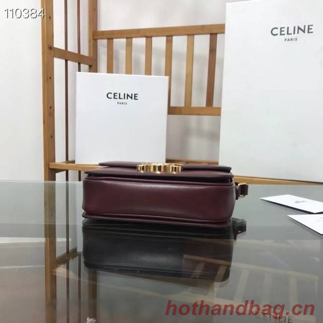 Celine TEEN TRIOMPHE BAG IN SHINY CALFSKIN MINERAL 188423 Burgundy