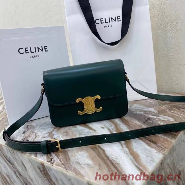 Celine TEEN TRIOMPHE BAG IN SHINY CALFSKIN MINERAL 188423 blackish green