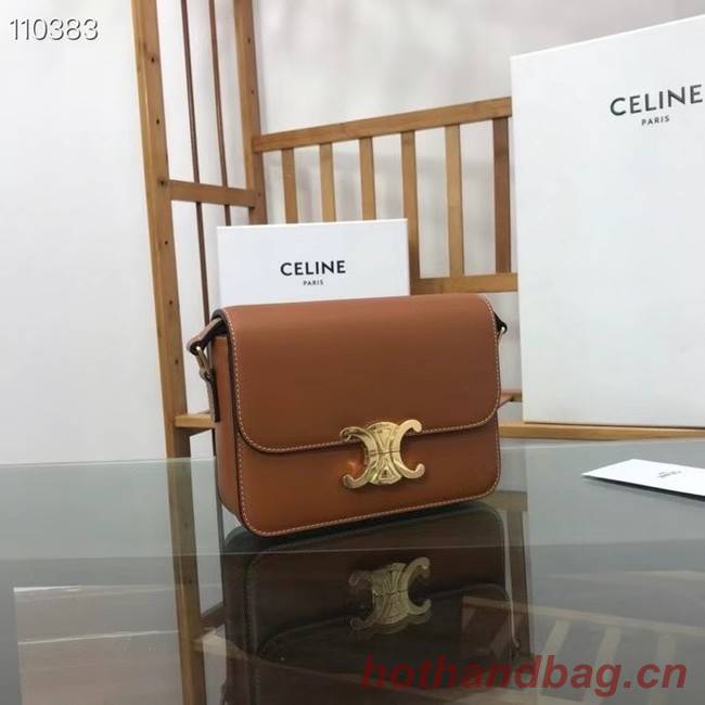 Celine TEEN TRIOMPHE BAG IN SHINY CALFSKIN MINERAL 188423 brown