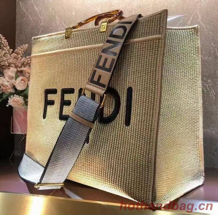 FENDI PEEKABOO X-TOTE FF Weave Bag 8BH376 Brown