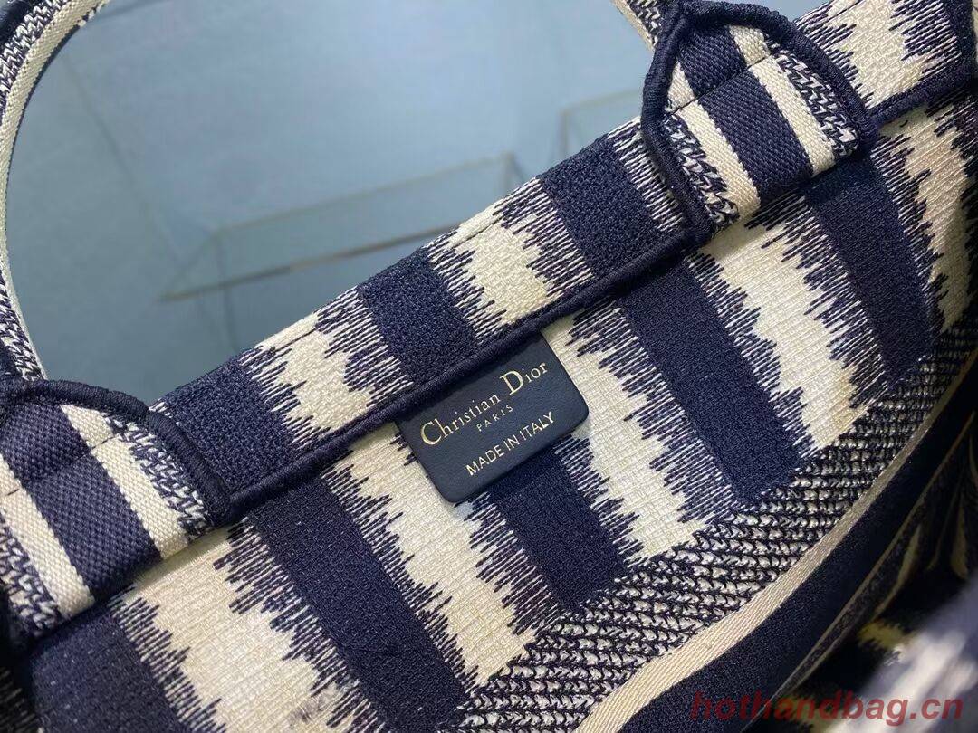 DIOR BOOK TOTE Blue D-Stripes Embroidery M1287Z