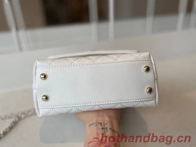 chanel mini flap bag with top handle AS2215 white