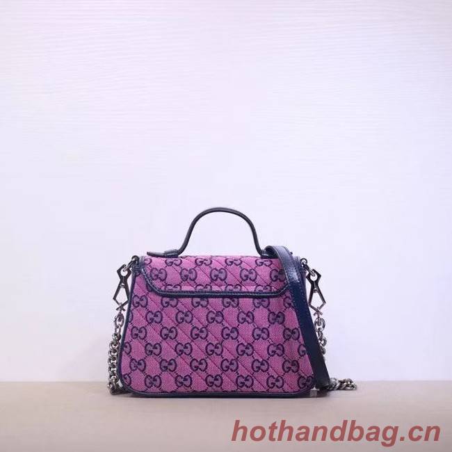 Gucci GG Marmont Multicolor mini top handle bag 583571 Pink and blue