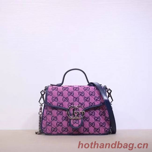 Gucci GG Marmont Multicolor mini top handle bag 583571 Pink and blue