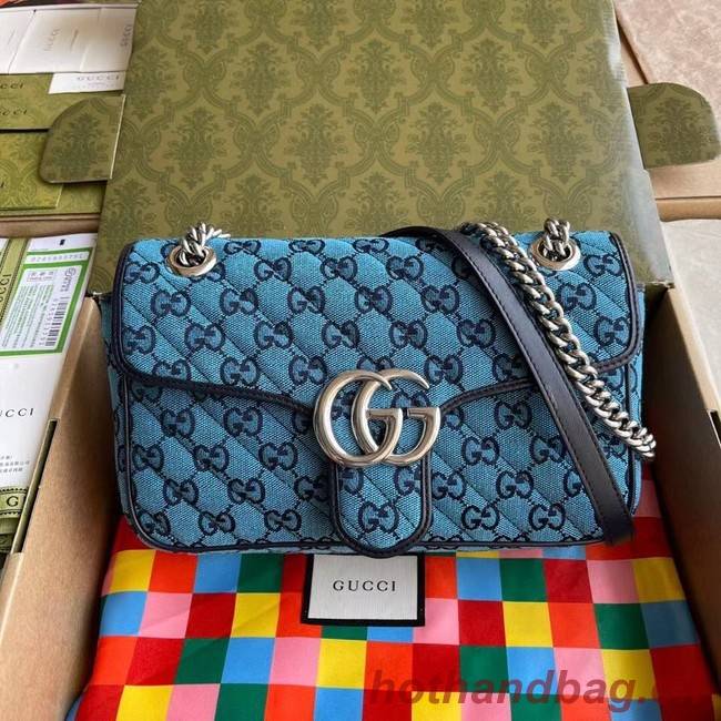 Gucci GG Marmont multicolor small shoulder bag 443497 blue